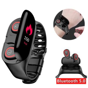 Sport Watch 0.96" M1 AI Smart Watch with Bluetooth Earphone Heart Rate Monitor Smart Wristband Long Time Standby Wireless Earbud