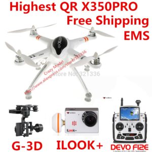 Highest Walkera QR X350 Pro Perfect RTF RC FPV Quadcopter + DEVO F12E Transmitter + iLook+ Camera + G-3D Brushless Gimble